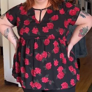 Rose top with mini faux harness detail